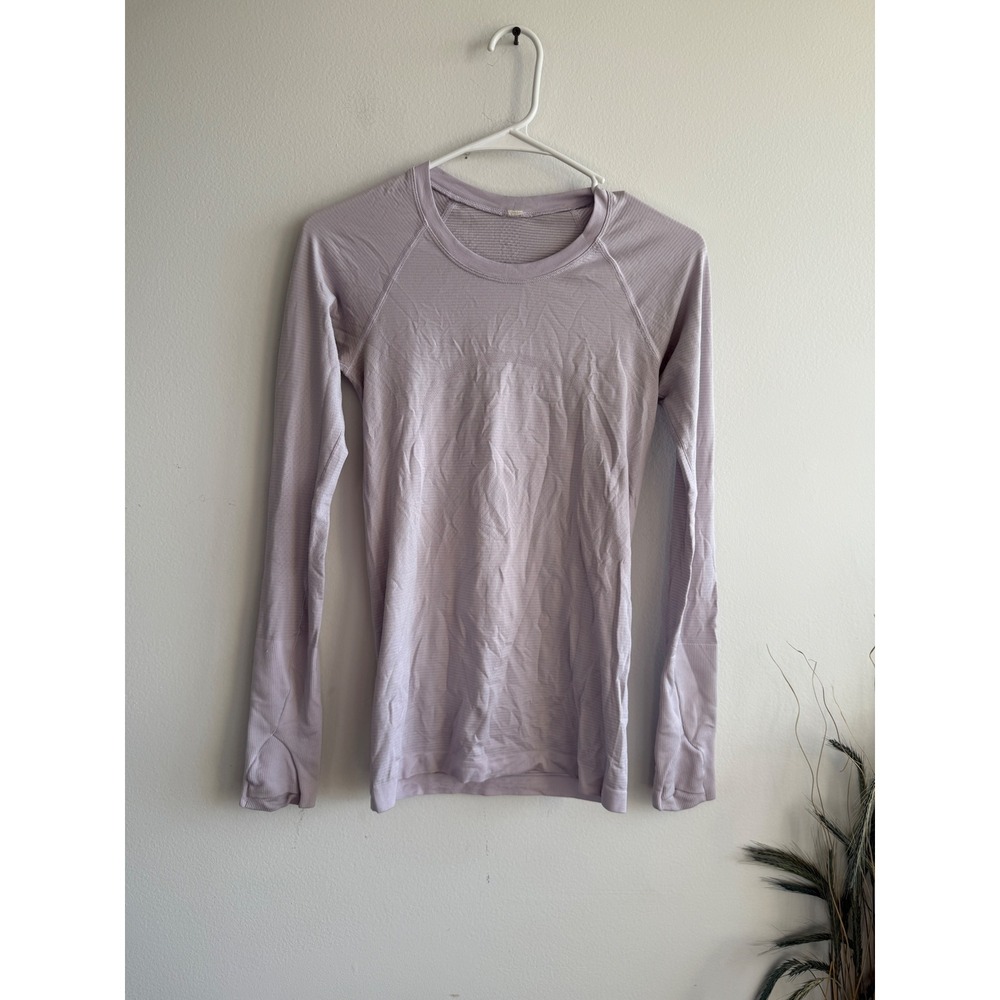 Lululemon Swiftly Tech Long Sleeve Shirt Lilac Purple Size 4 Thumbholes Slim Fit